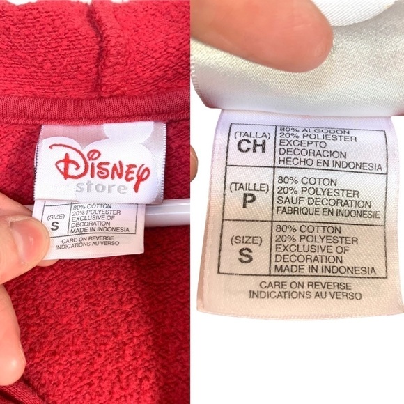 Vintage 90’s Retro Disney Store Mickey Mouse Zip Hooded Sweatshirt Size Small - Picture 15 of 17